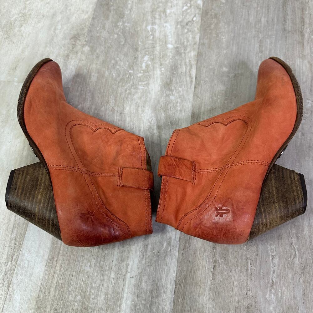 Frye Orange Leather Ankle Booties - Picture 6 of 8
